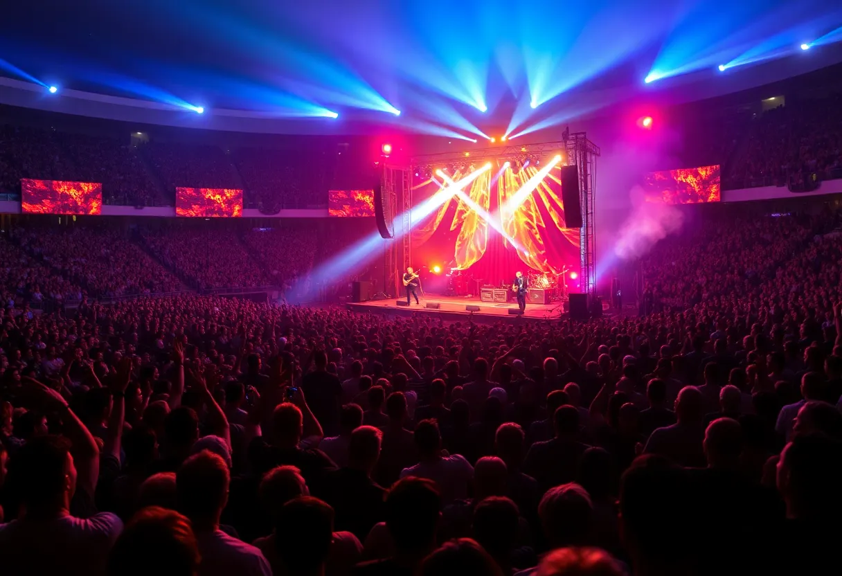 Crowd enjoying AC/DC concert at Ford Field, Detroit