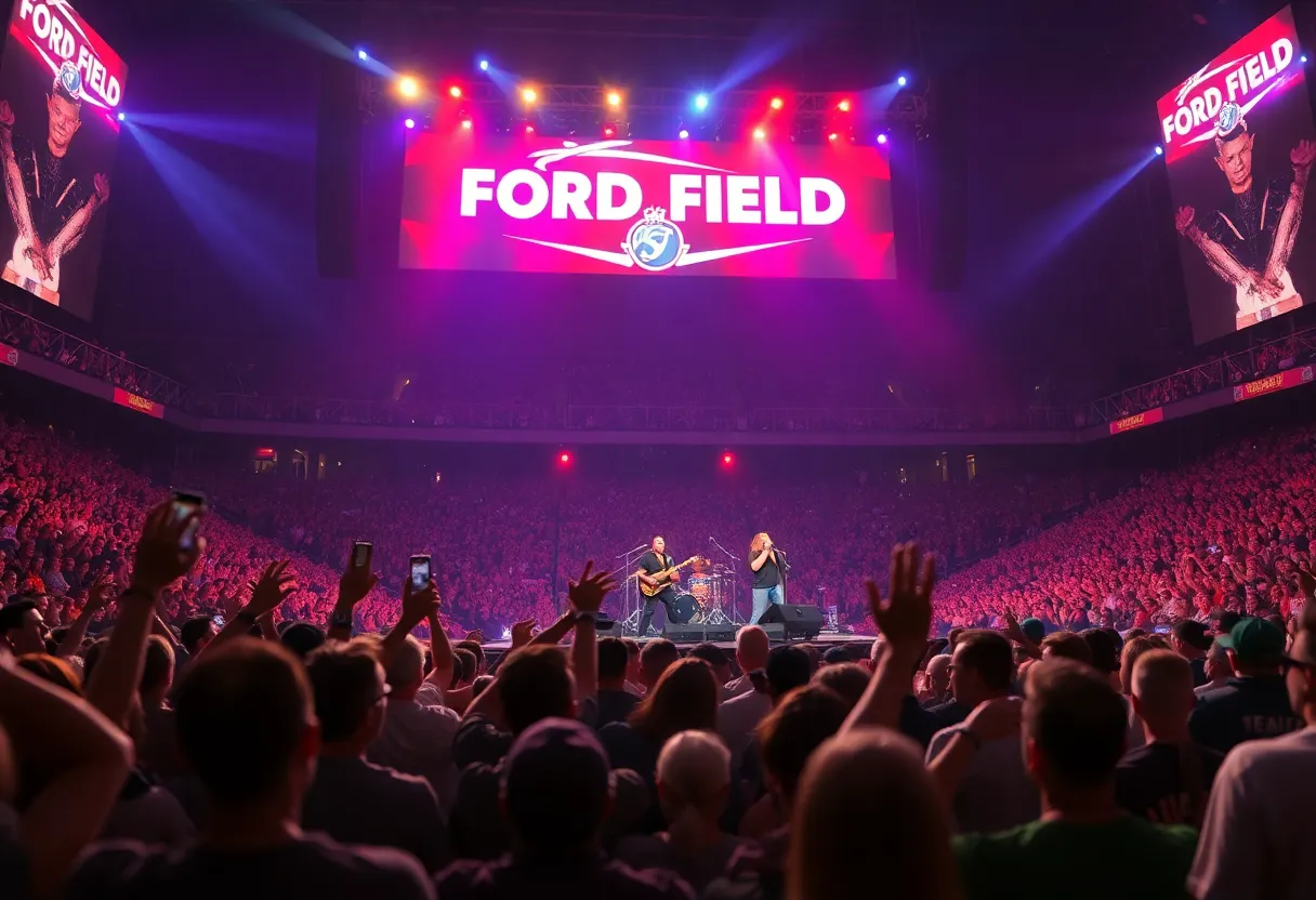 AC/DC performing live at Ford Field in Detroit