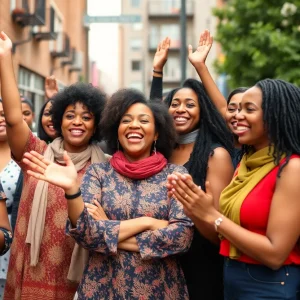 Women in Detroit celebrating Women's History Month