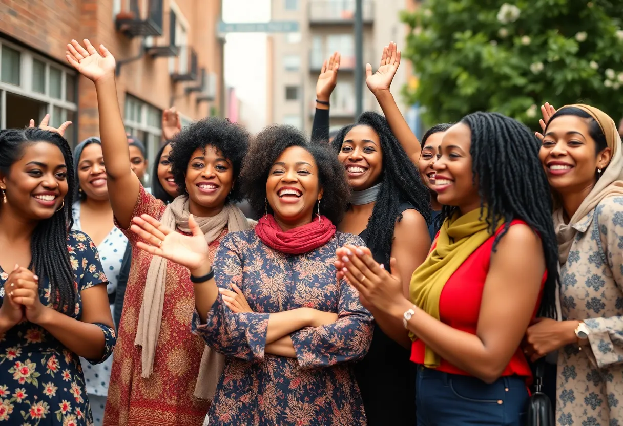 Women in Detroit celebrating Women's History Month