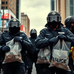 Police operation during a drug bust in Detroit
