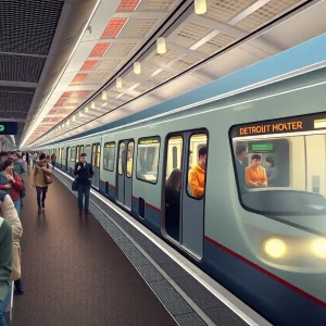 Artist's rendering of a revamped Detroit People Mover station