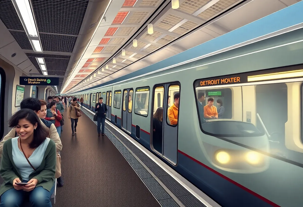 Artist's rendering of a revamped Detroit People Mover station