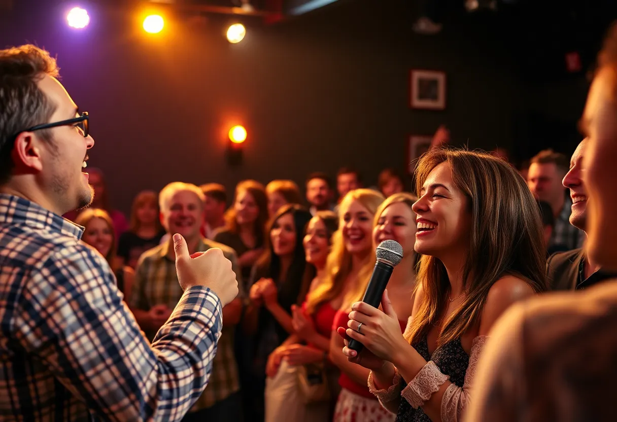 Audience enjoying a performance featuring comedy and music in Detroit