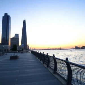 View of Detroit Riverwalk with beautiful scenery