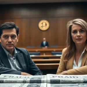 Courtroom setting highlighting a fraud case