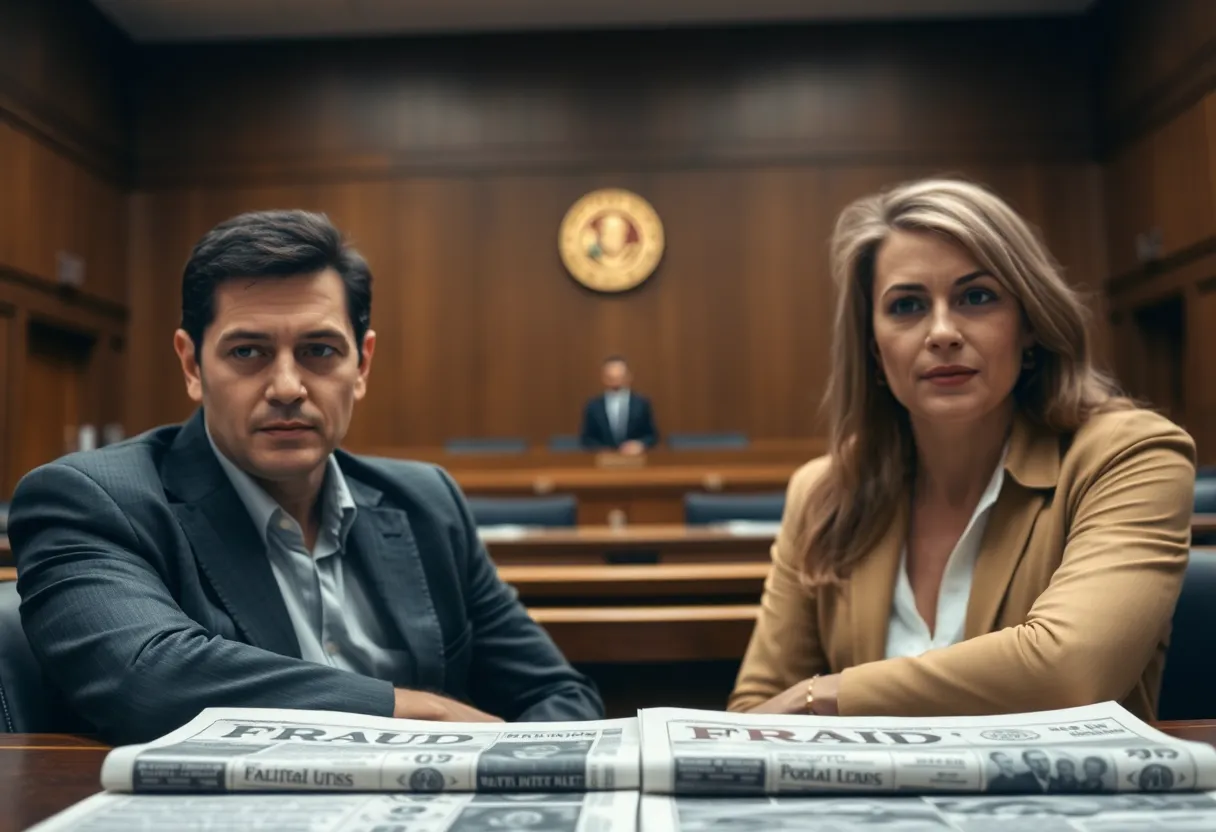 Courtroom setting highlighting a fraud case