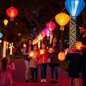 Families enjoying lantern strolls at a park in Metro Detroit