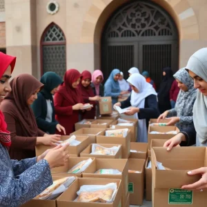 Volunteers preparing meals for the homeless during Ramadan