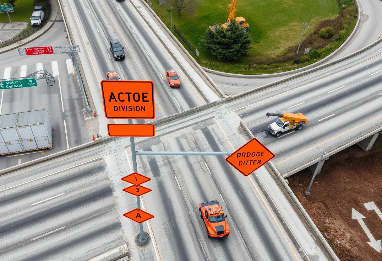 View of I-94 closed for bridge demolition in Detroit