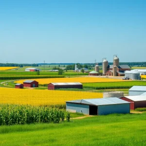 Agricultural fields in Michigan highlighting corn, snacks, and dairy production.