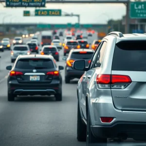 A busy detroit freeway showing tense road conditions