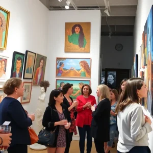 Visitors exploring the Sisters Speak art exhibition at the Artistic Expressions Gallery.