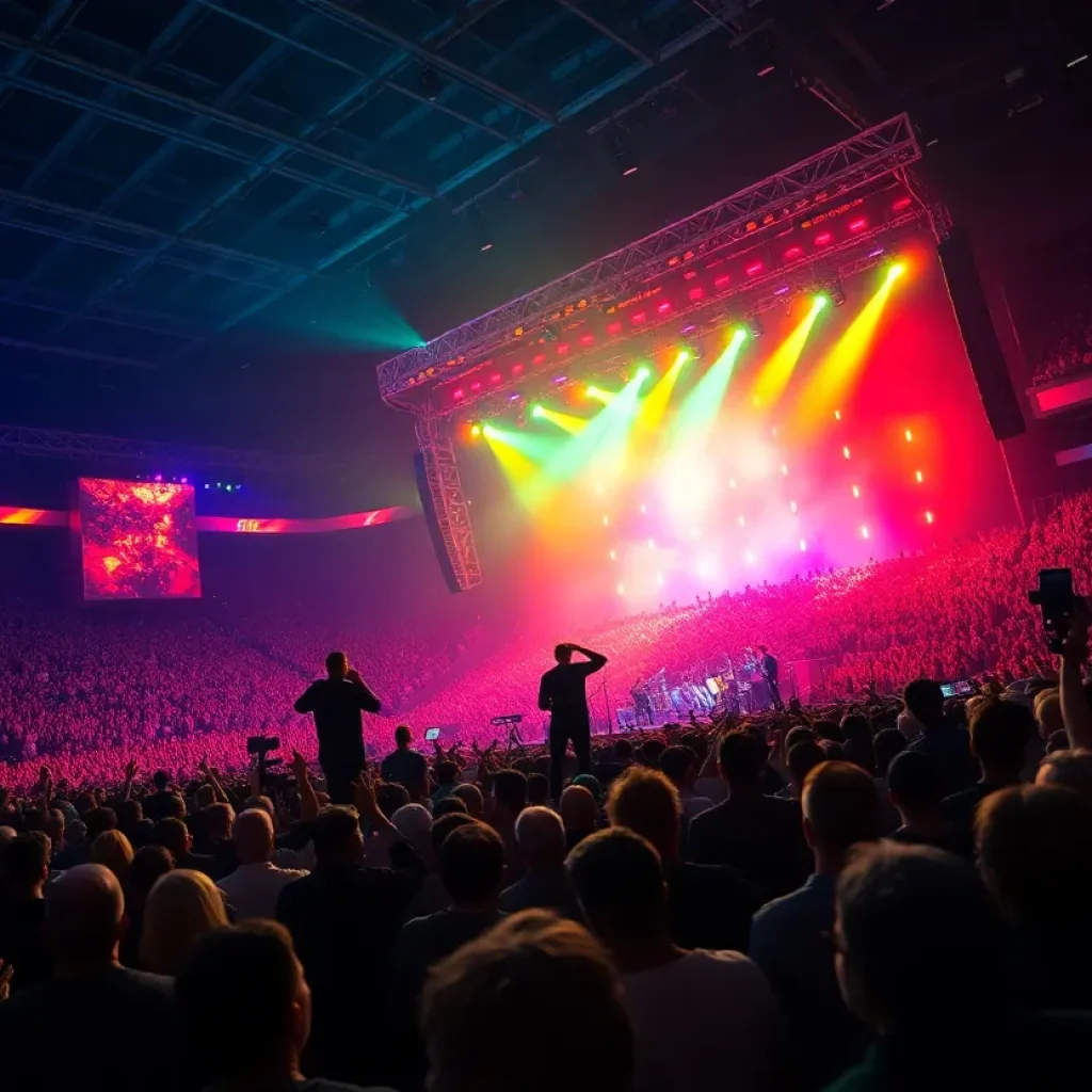 AC/DC performing at Ford Field in Detroit during the Power Up Tour