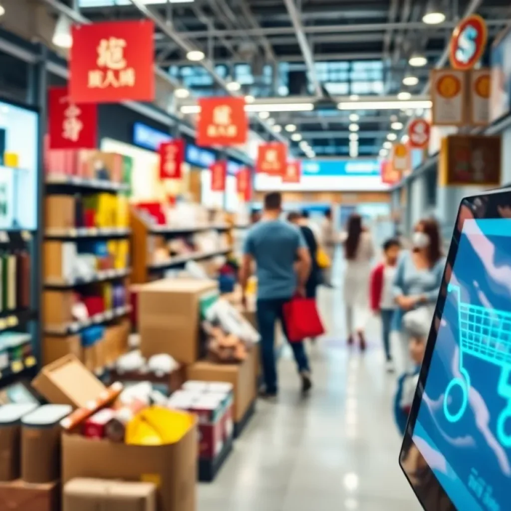 Illustration of an online shopping platform affected by tariffs