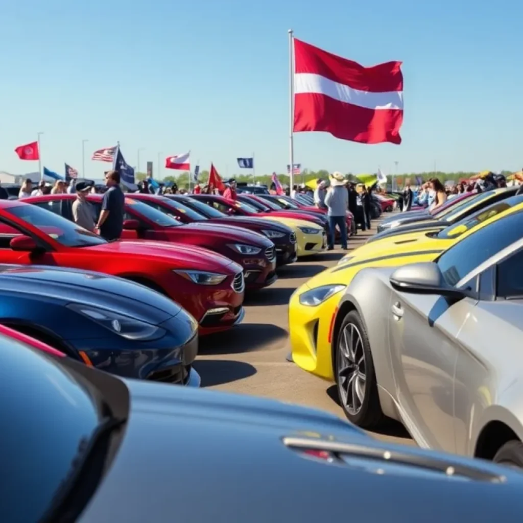 Cars on display representing the effects of eased auto tariffs