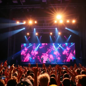 Crowd enjoying a live concert during the Brandon Lake tour