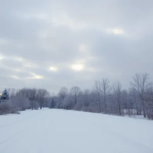 Snowy landscape in Southeast Michigan on a cold winter day