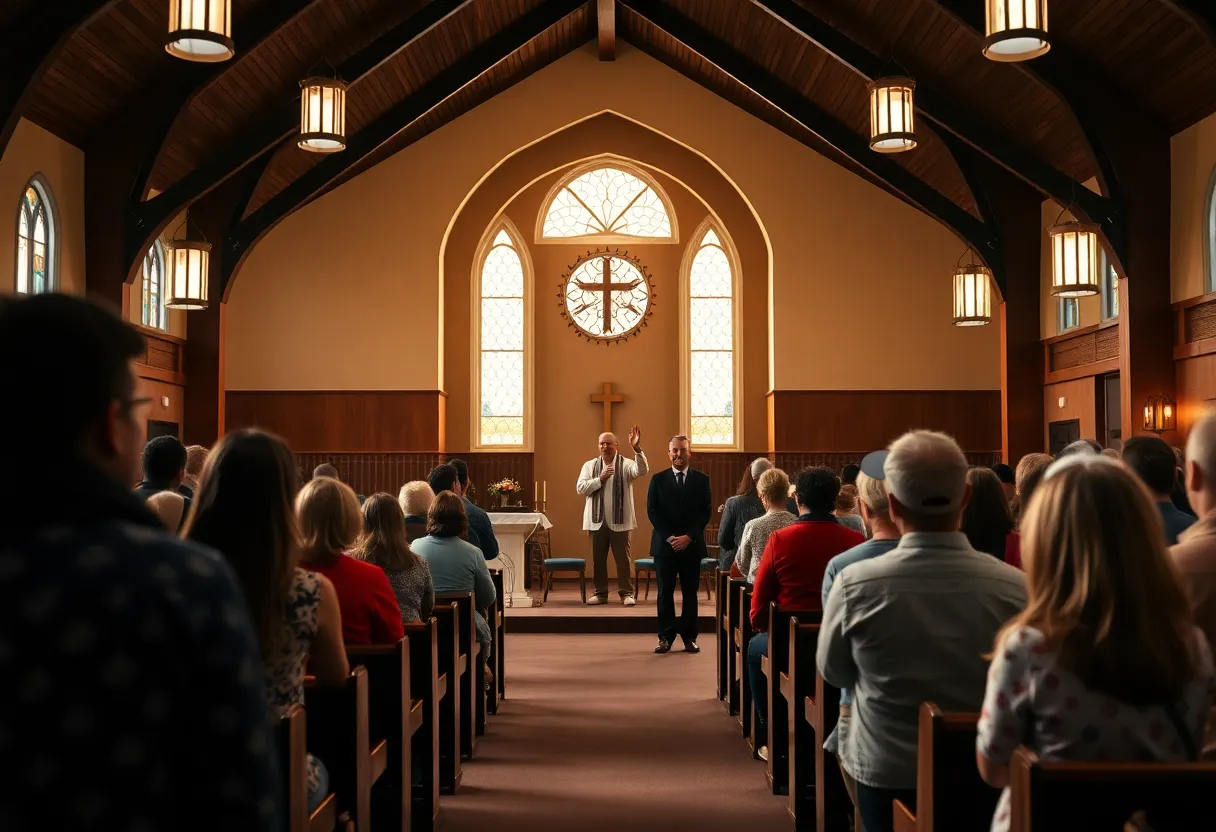 A warm church interior symbolizing community and faith.