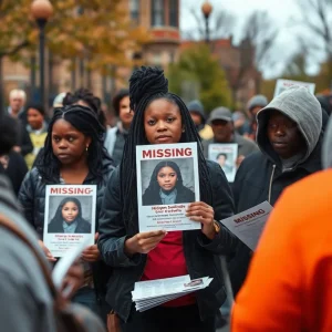 Group of people in Detroit sharing information about a missing teen