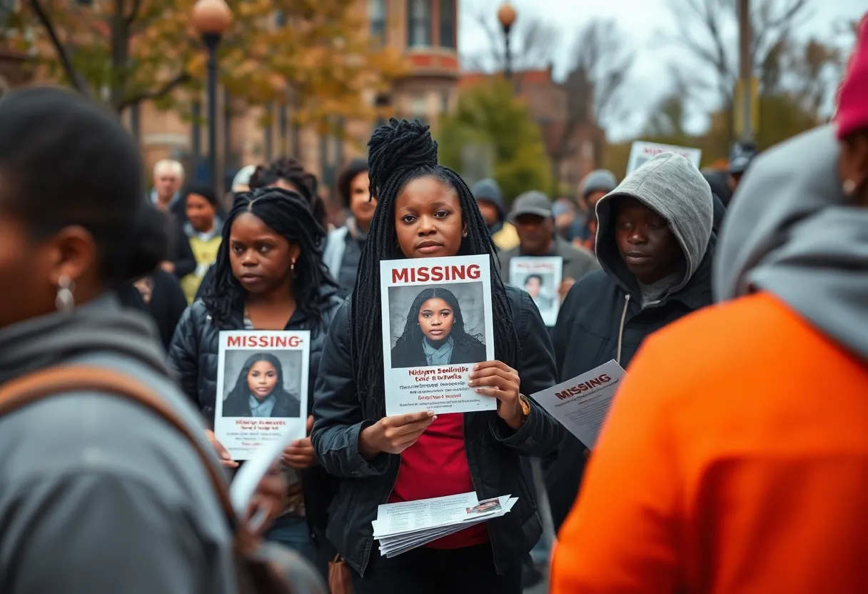 Group of people in Detroit sharing information about a missing teen