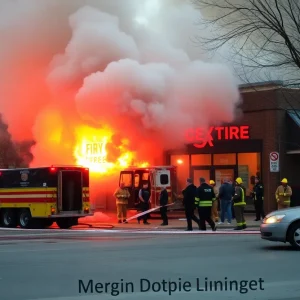 Emergency responders at the scene of a fire at a clothing boutique in Detroit