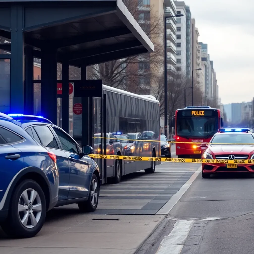 Scene of a bus stop accident in Detroit
