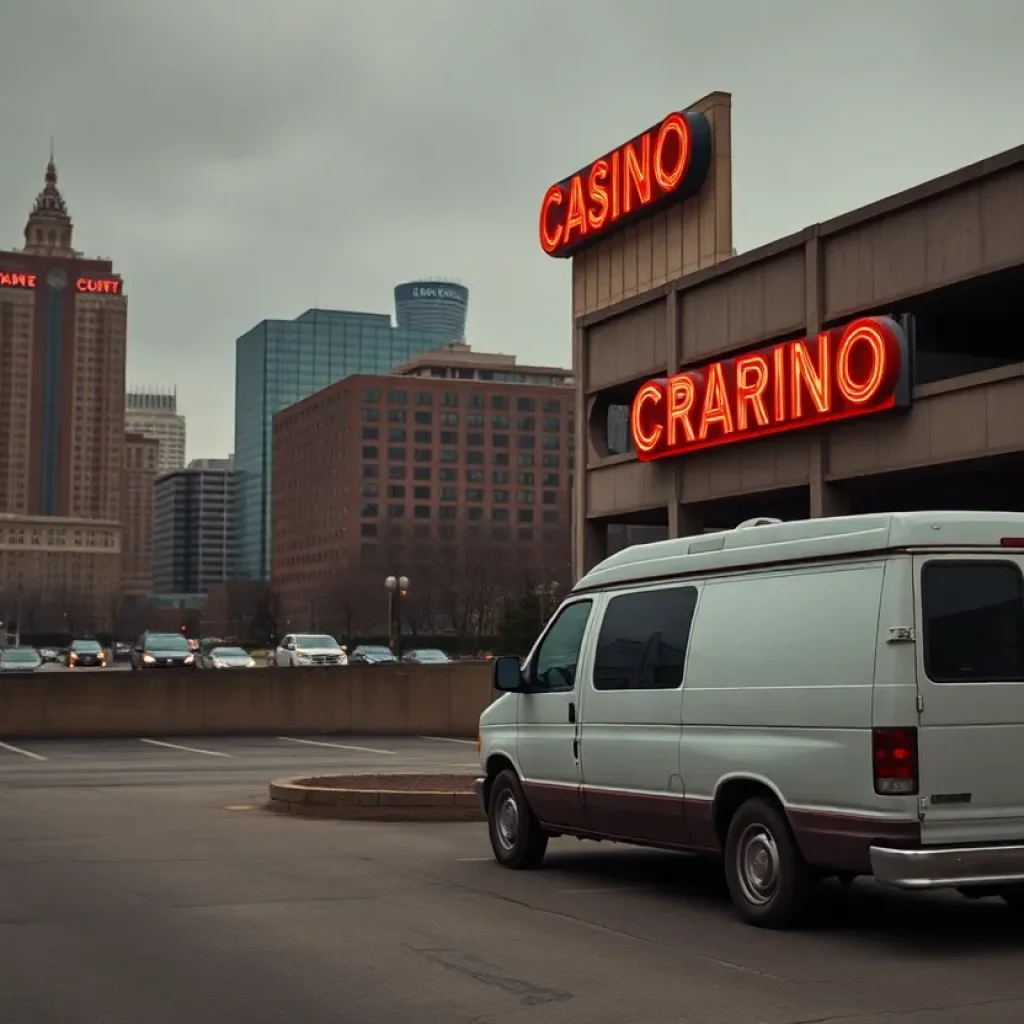Family van in Detroit casino parking garage
