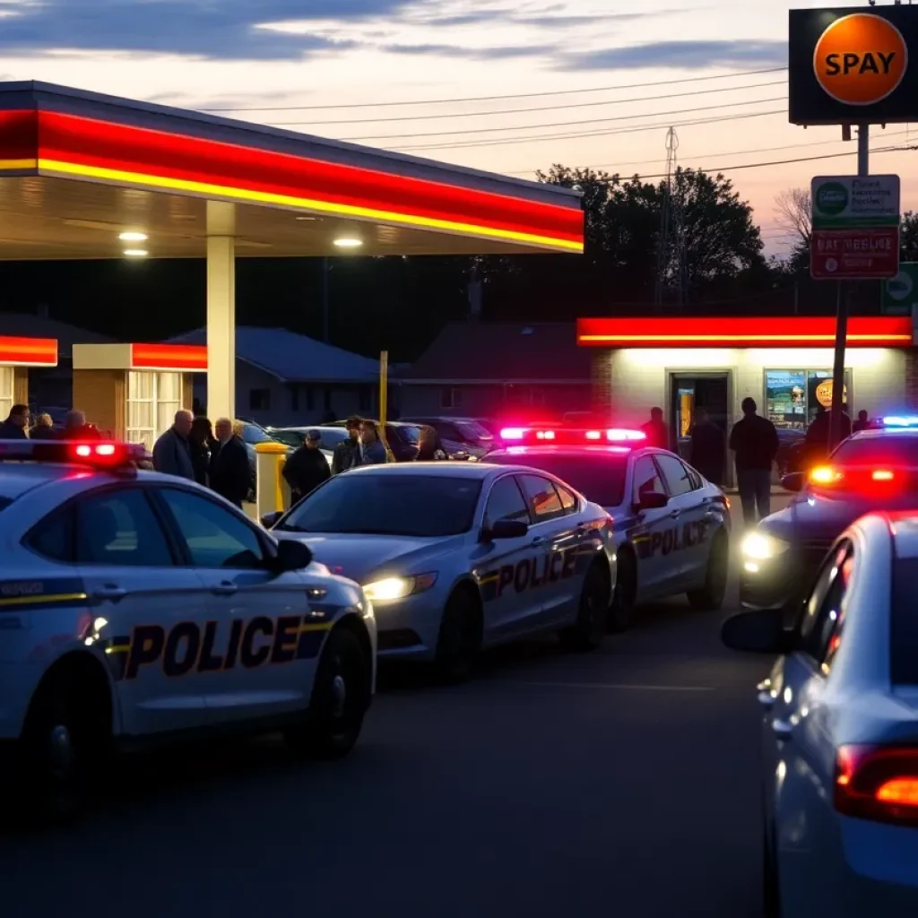 Police responding to a shooting incident at a gas station in Detroit