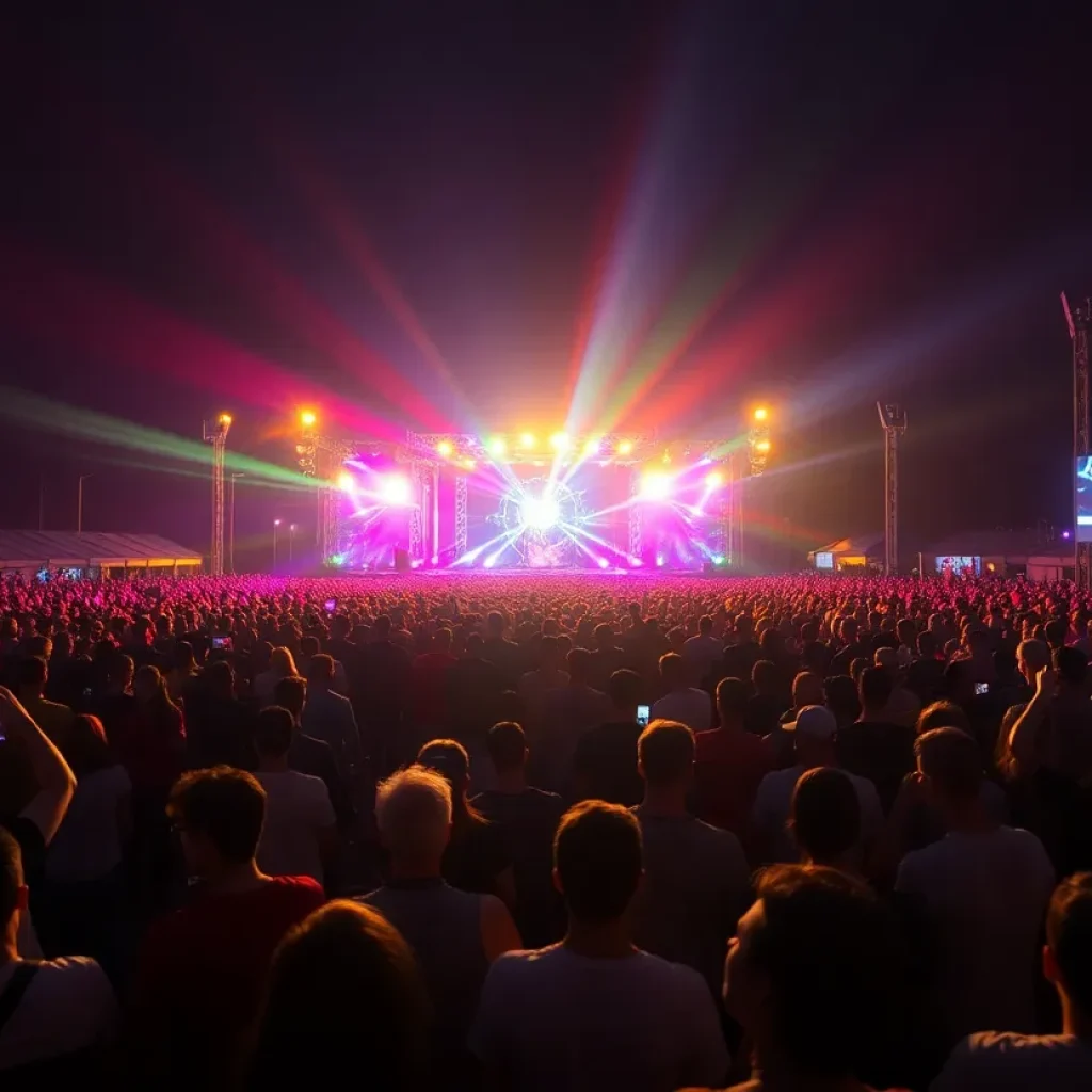 Crowd enjoying electronic dance music at the Detroit Grand Prix 2025.