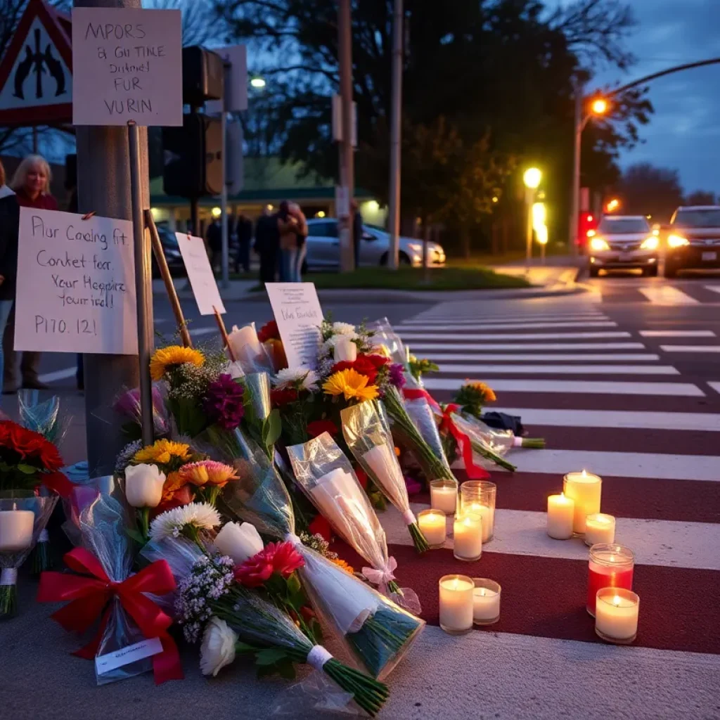 Vigil at crosswalk for hit-and-run victim