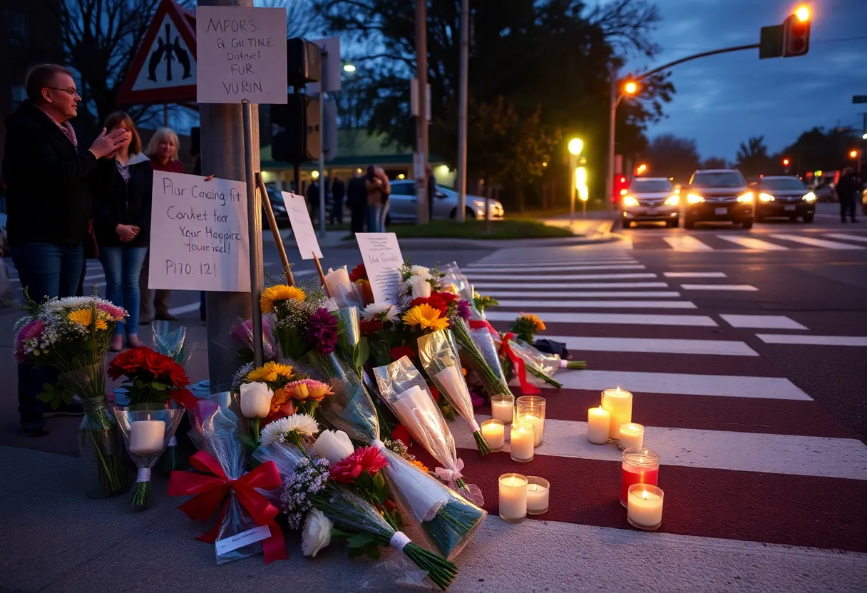 Vigil at crosswalk for hit-and-run victim
