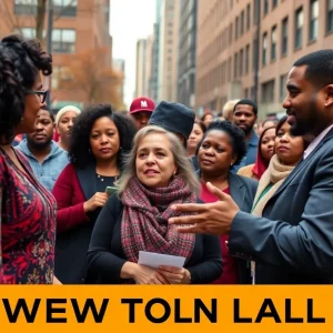 Community members engaging in a town hall in Detroit discussing legal issues.