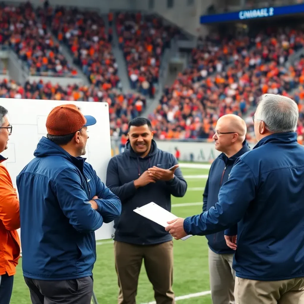 John Morton coaching the Detroit Lions offensive team