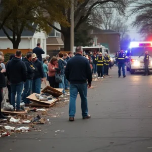 Emergency responders at a block party scene in Detroit following a mass shooting.