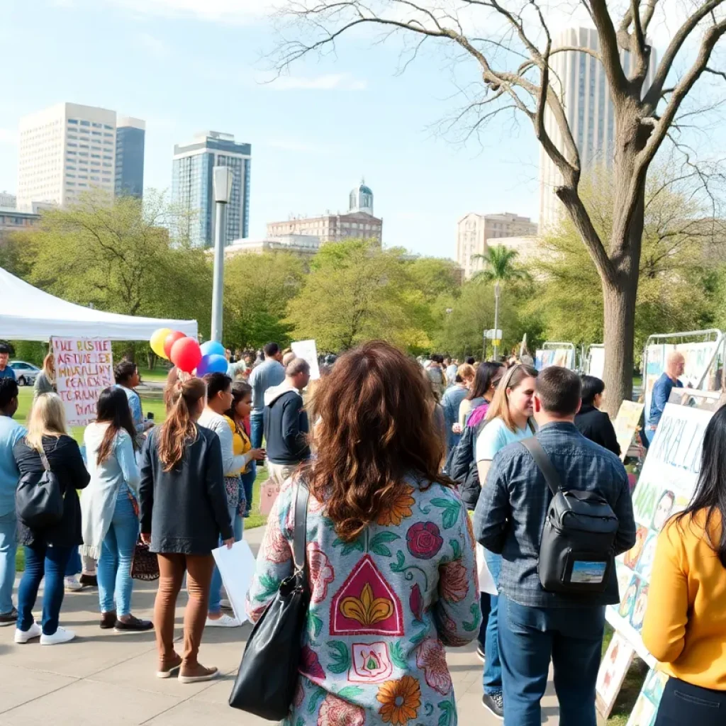 Community members interacting during Mental Health Awareness Month in Detroit.