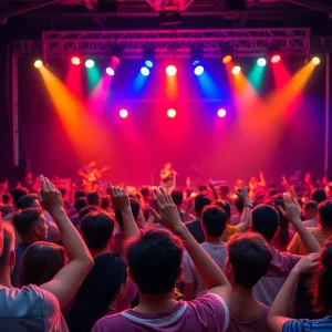 Concert scene with musicians performing on stage in Detroit