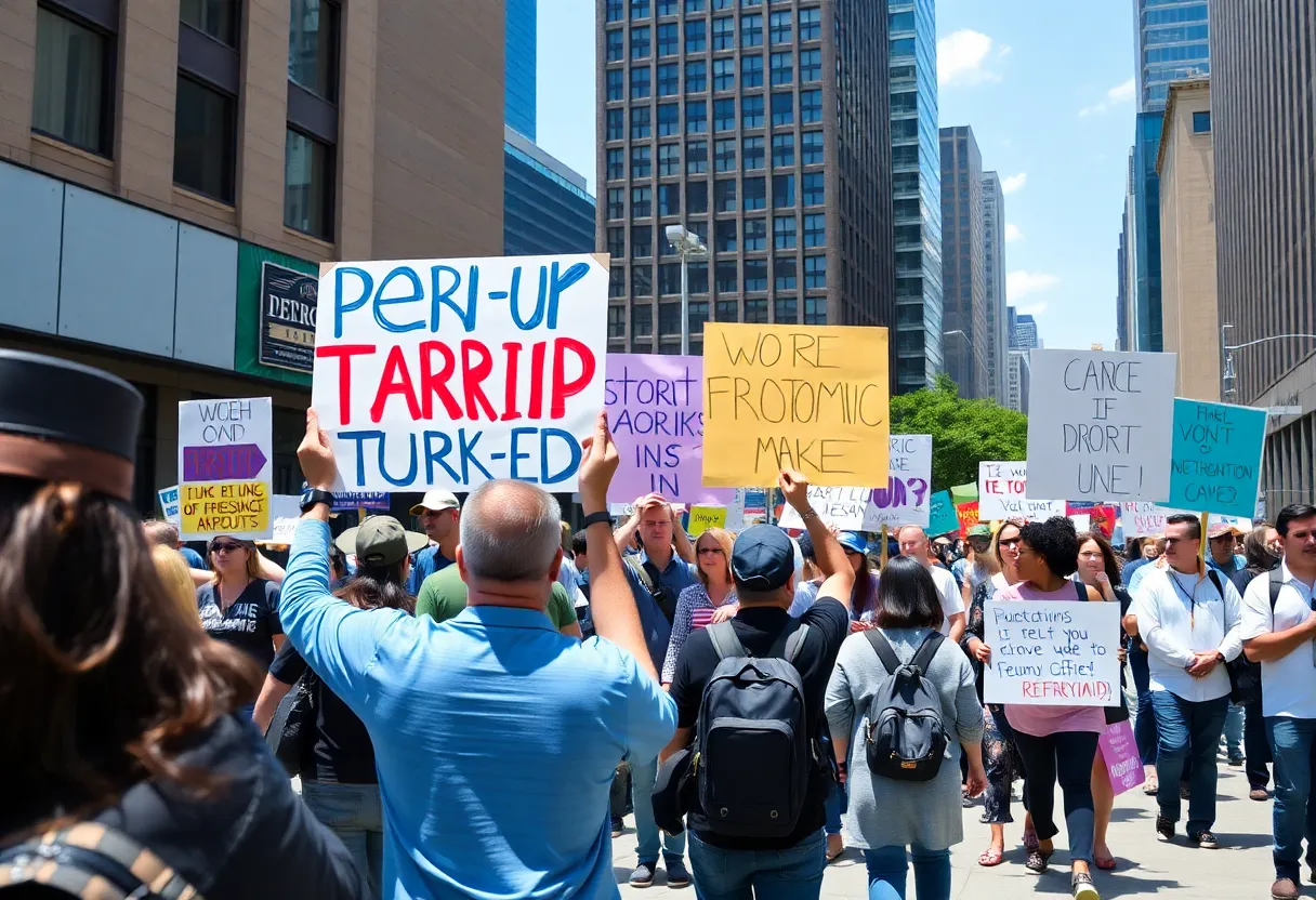 Protests in Detroit against rising tariffs