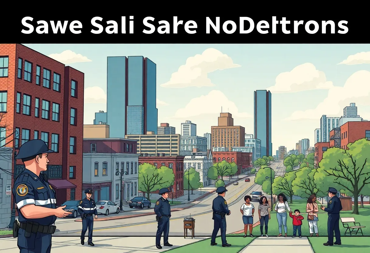 Detroit cityscape showcasing public safety efforts