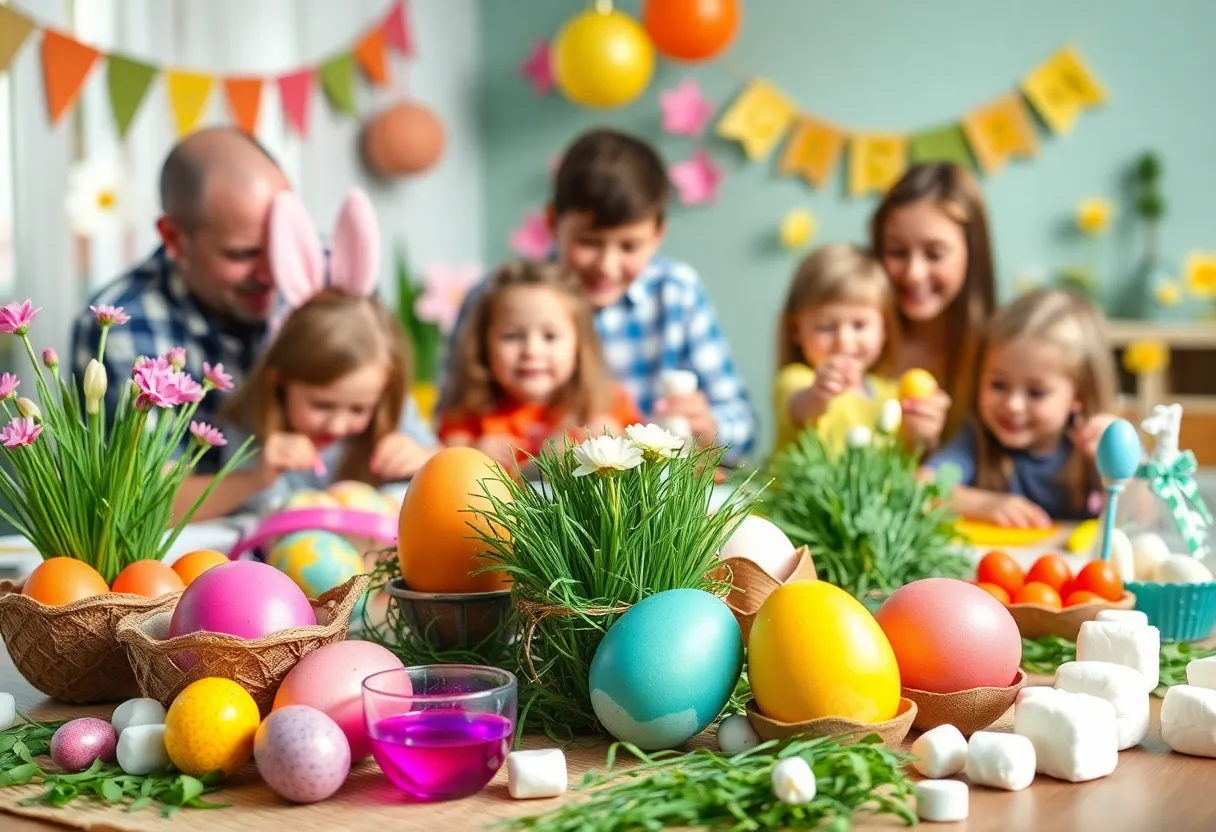 Families celebrating Easter with creative alternatives to traditional egg decorating.