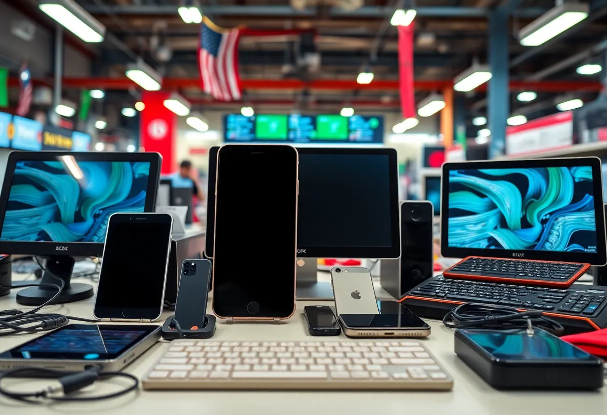 Electronics surrounding a concept of tariffs and trade exemptions.