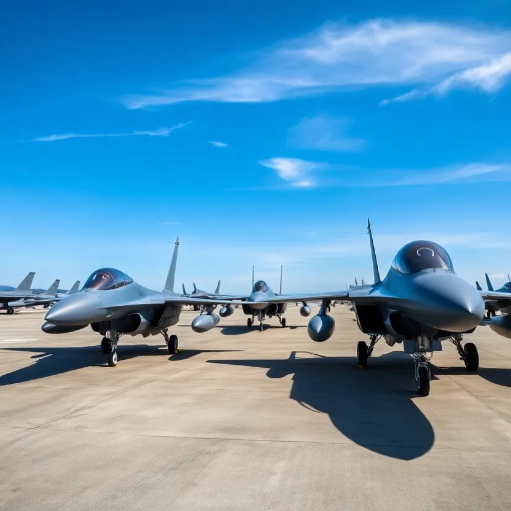F-15EX Eagle II fighter jets on the tarmac at Selfridge base