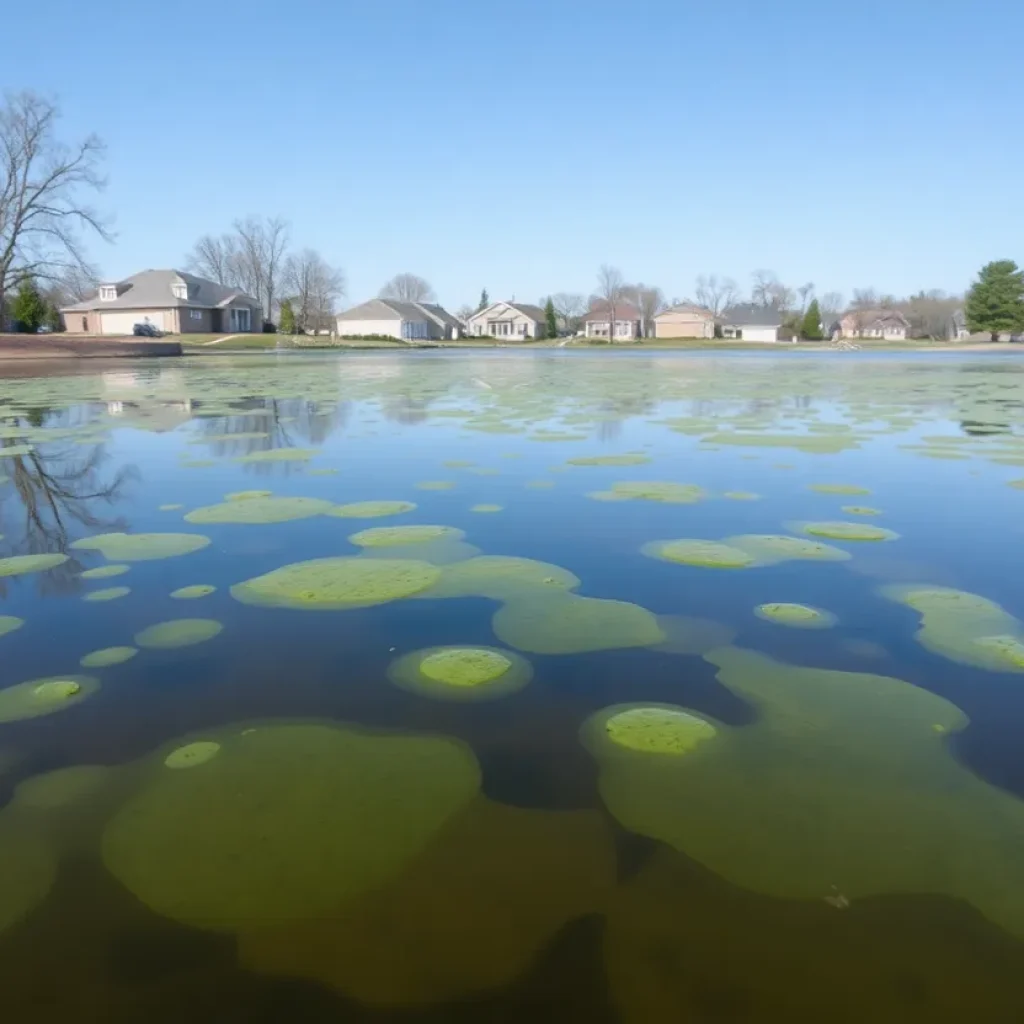 Lake in Harrison Township with algae bloom