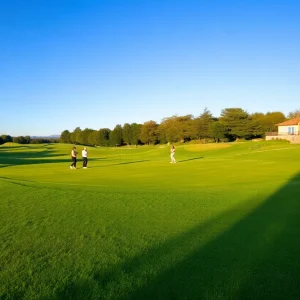 Golfers playing at Highland Golf and Country Club during a tournament