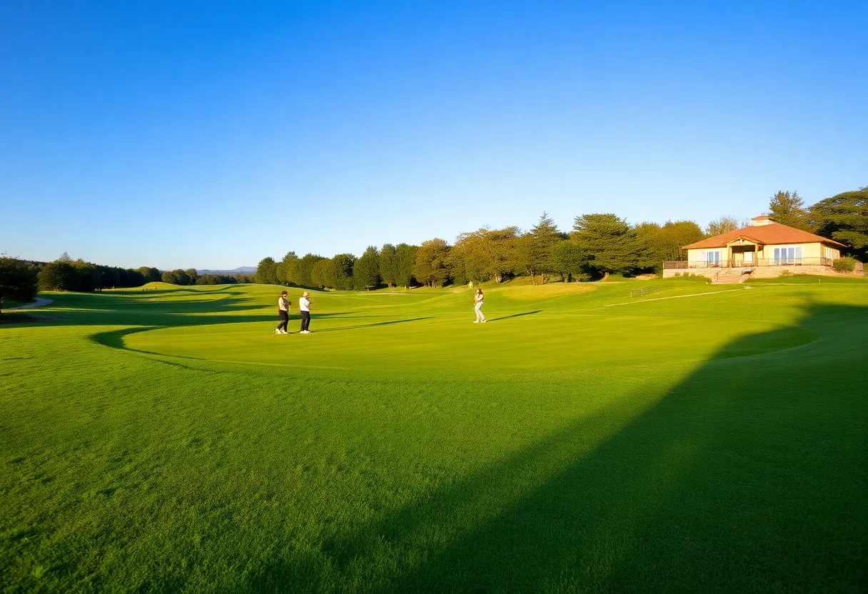 Golfers playing at Highland Golf and Country Club during a tournament