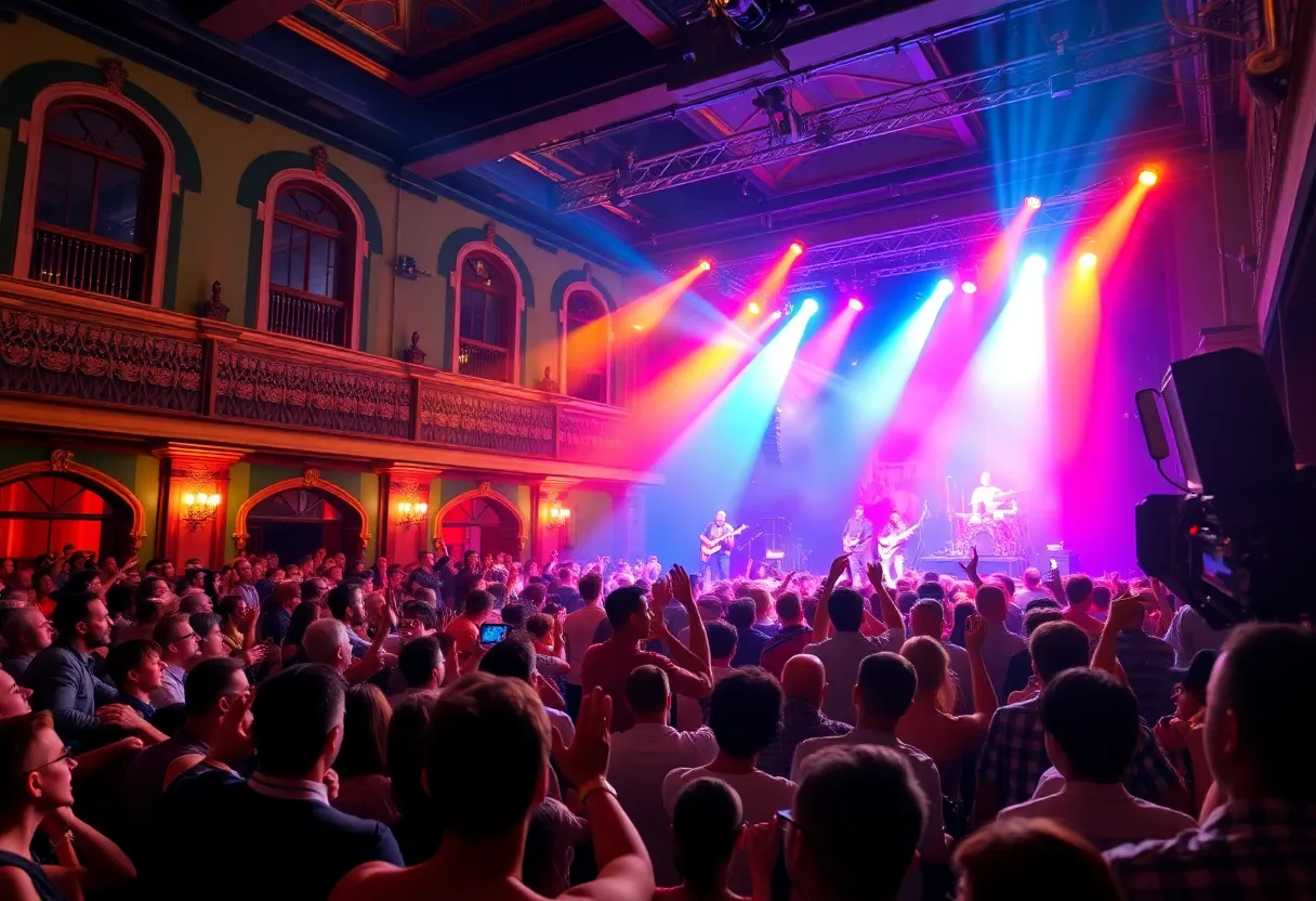 Crowd enjoying an LCD Soundsystem concert at Masonic Temple