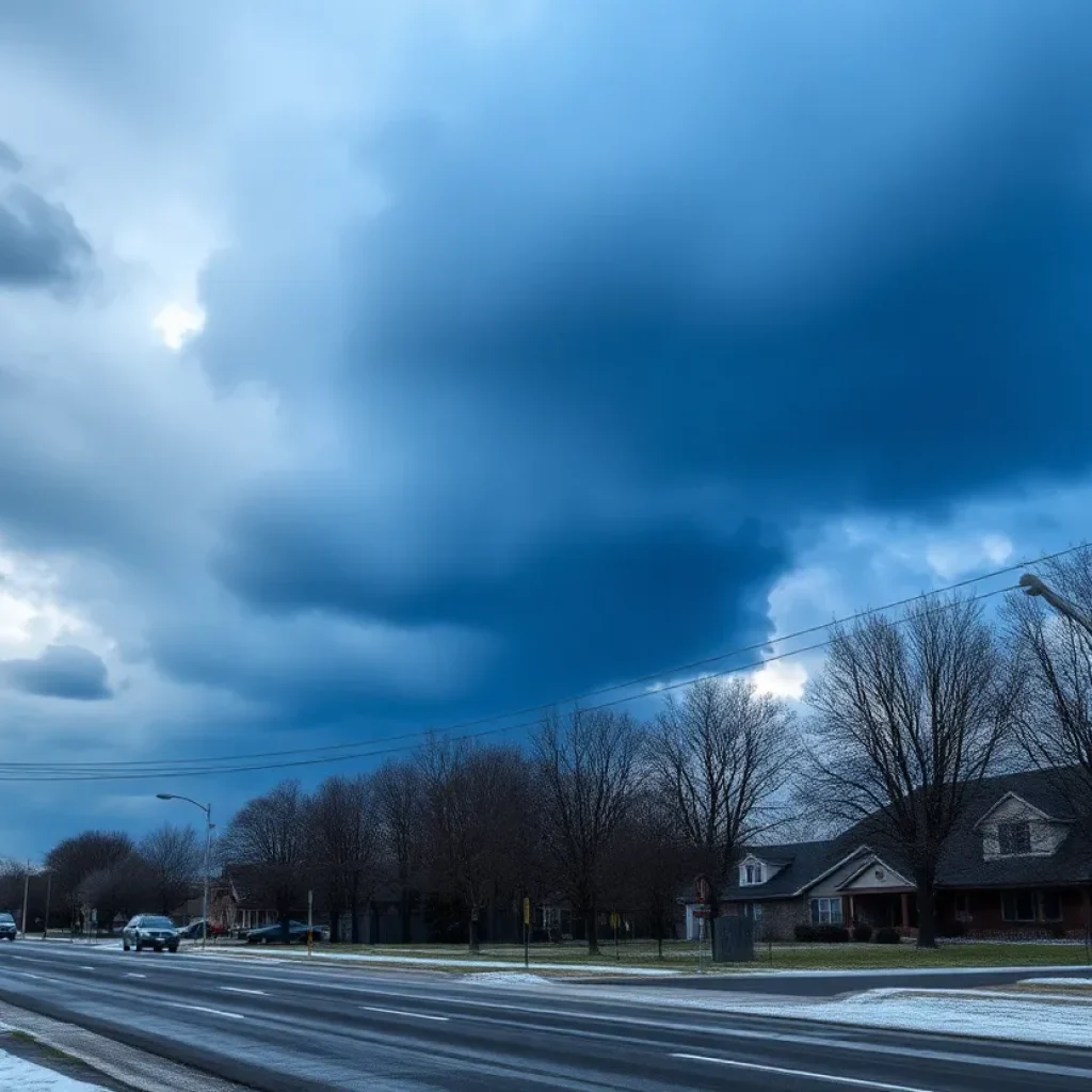 Dramatic weather changes in Metro Detroit with storm clouds and frost