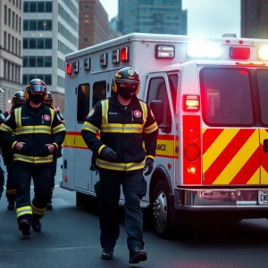 Emergency medical service providers responding to an emergency in Michigan.