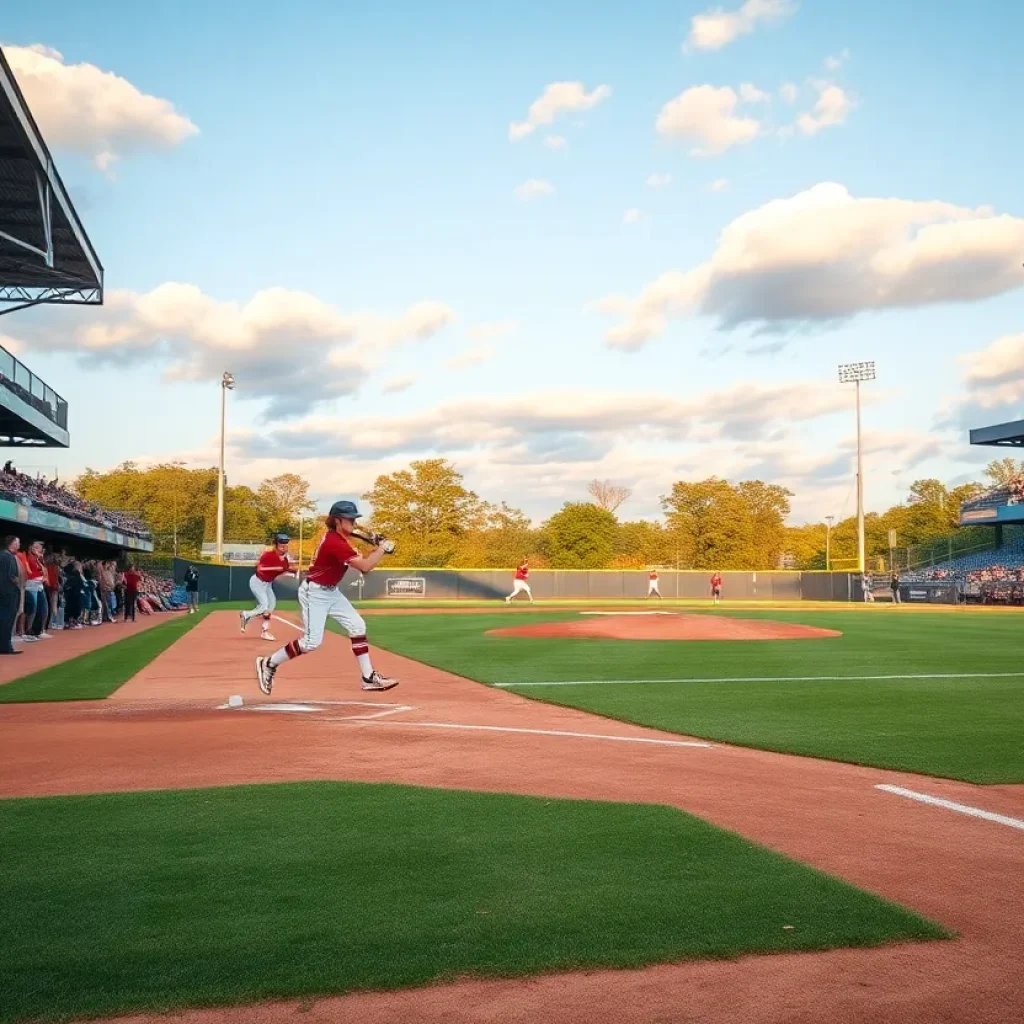 Michigan State Spartans softball team in action on the field
