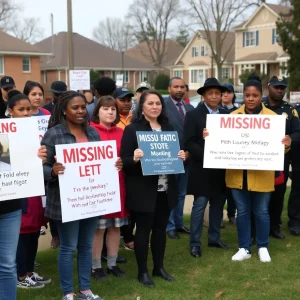 Community members gather to support the search for a missing teenager in Detroit.